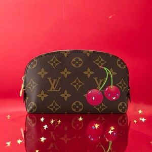 🆕💕LOUIS VUITTON x Takashi Murakami Cerise - Cherry Motif Cosmetic Pouch PM • NWT